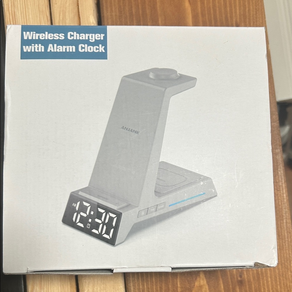 Brand New Anjank Silver Wireless Charger with Alarm Clock